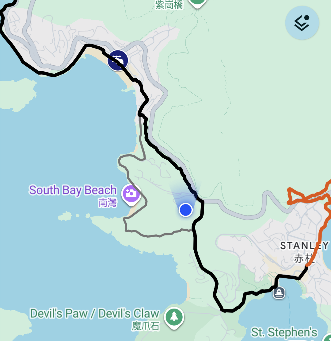 A map shows a recommended route in black, and non-recommended paths in gray. I seem to be somewhere between them? A map shows a recommended route in black, and non-recommended paths in gray. I seem to be somewhere between them?