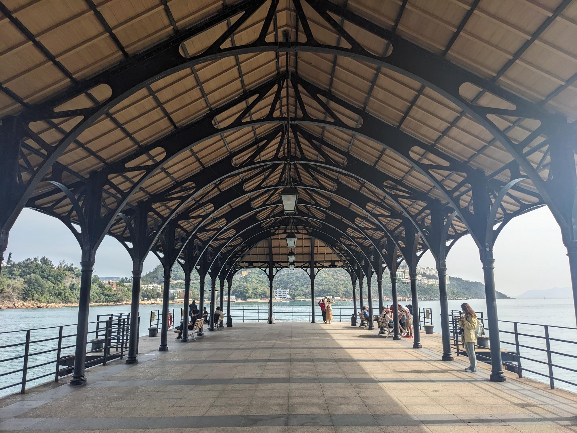A pier with a nice roof. A pier with a nice roof.