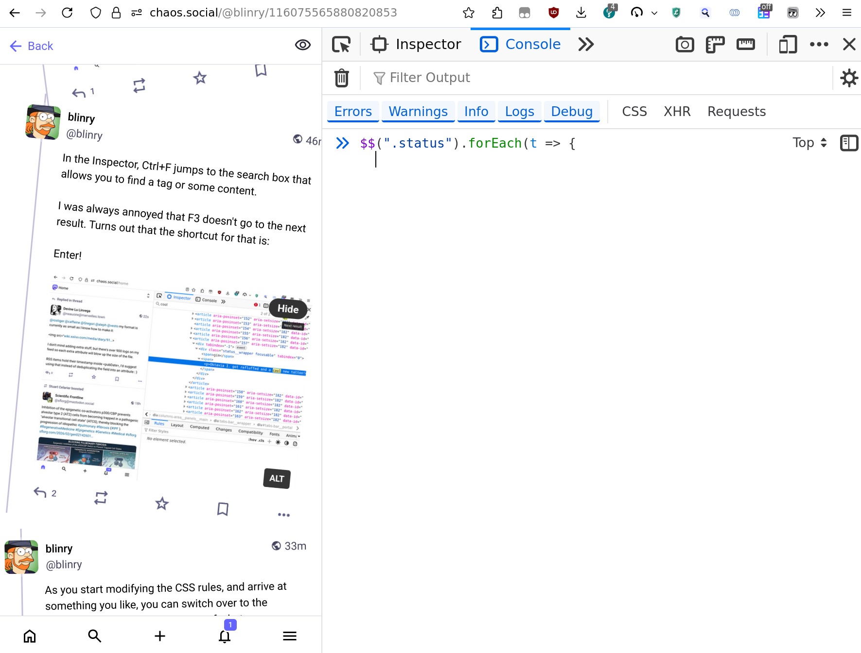 I started writing an arrow function. Now my cursor is on the "second line".