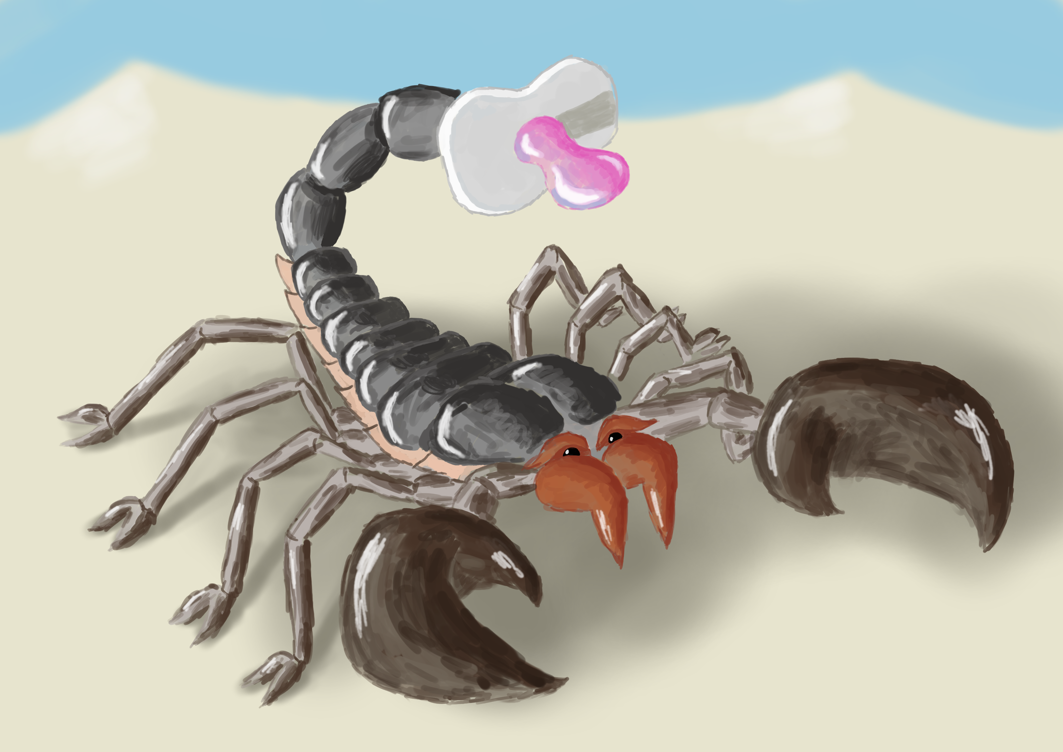 Scorpion with a pacifier instead of a stinger